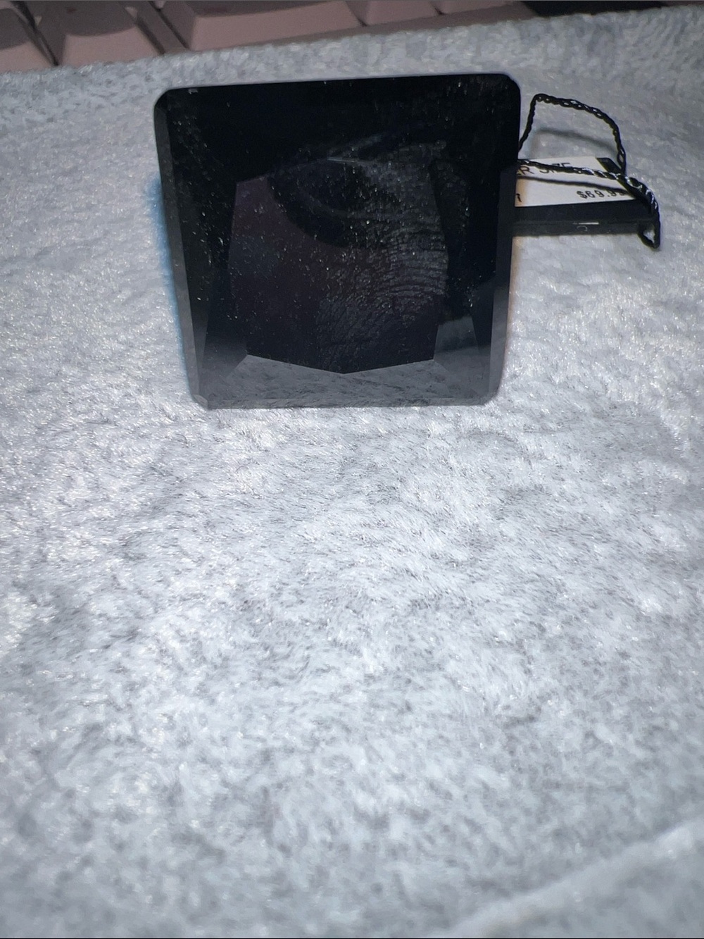 Bold Black Faceted Square Ring for Women